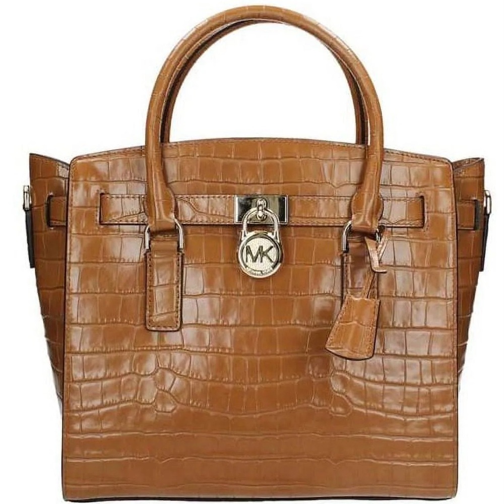 Brown Micheal Kors large Hamilton crocodile leather tote bag